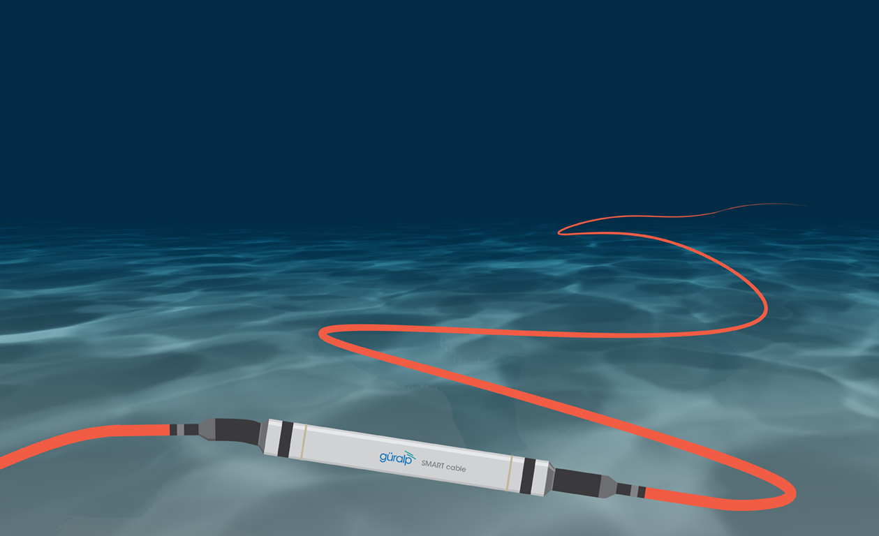 Illustration of deployed SMART cable on seafloor