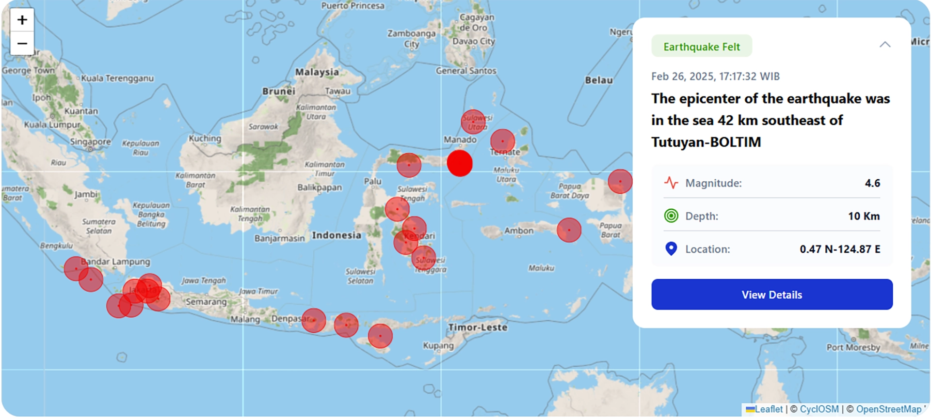 Figure 8: Indonesian event map showing magnitude, depth and locations of earthquakes Figure 9. Current TexNet station map and TexNet event catalogue Q1, 2017 to Q3, 2022.